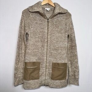 Gap Women's Cardigan Sweater Size S Alpaca Wool Blend Long Sleeve Zip-Up Brown